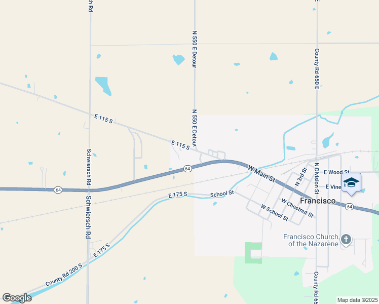 map of restaurants, bars, coffee shops, grocery stores, and more near 5887 East 115 South in Francisco