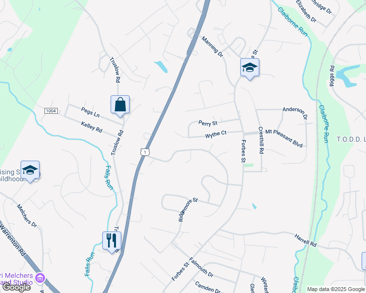 map of restaurants, bars, coffee shops, grocery stores, and more near 842 Spring Valley Drive in Fredericksburg