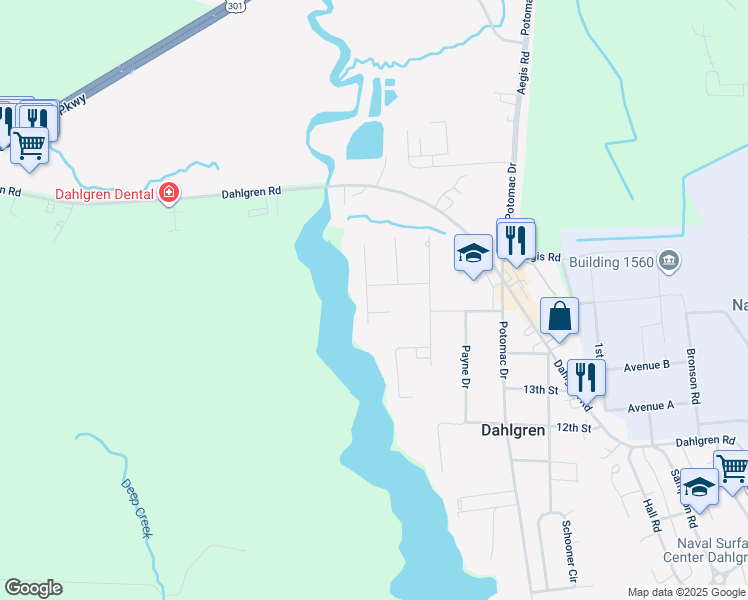 map of restaurants, bars, coffee shops, grocery stores, and more near 5327 North Williamscreek Drive in King George