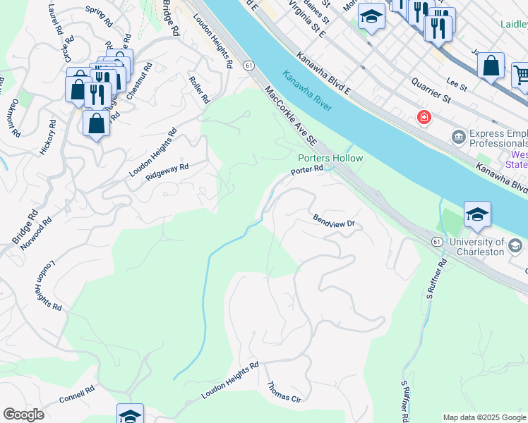 map of restaurants, bars, coffee shops, grocery stores, and more near 501 Bendview Drive in Charleston