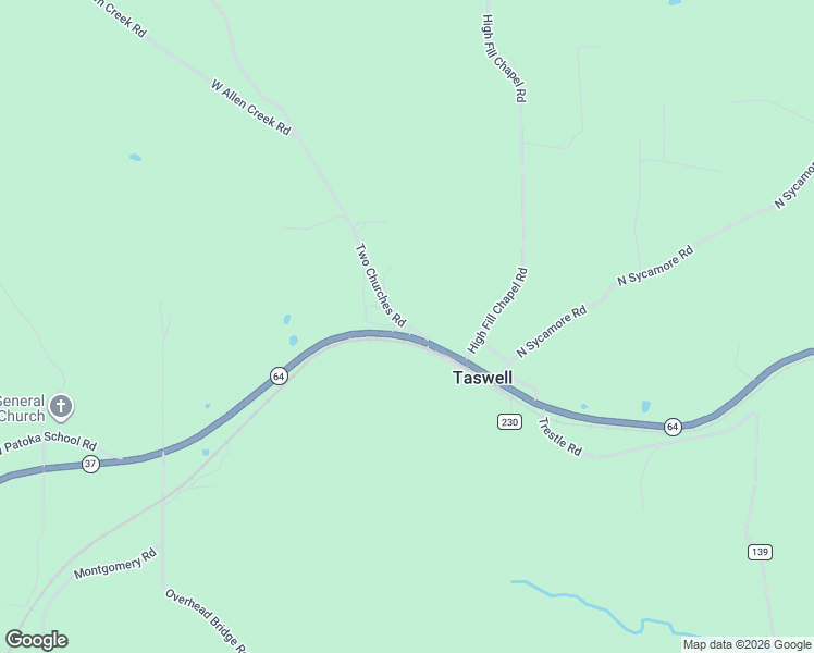 map of restaurants, bars, coffee shops, grocery stores, and more near 130 North Two Churches Road in Taswell