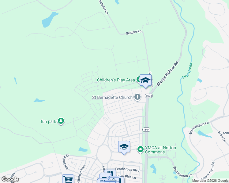 map of restaurants, bars, coffee shops, grocery stores, and more near 6409 Passionflower Drive in Prospect