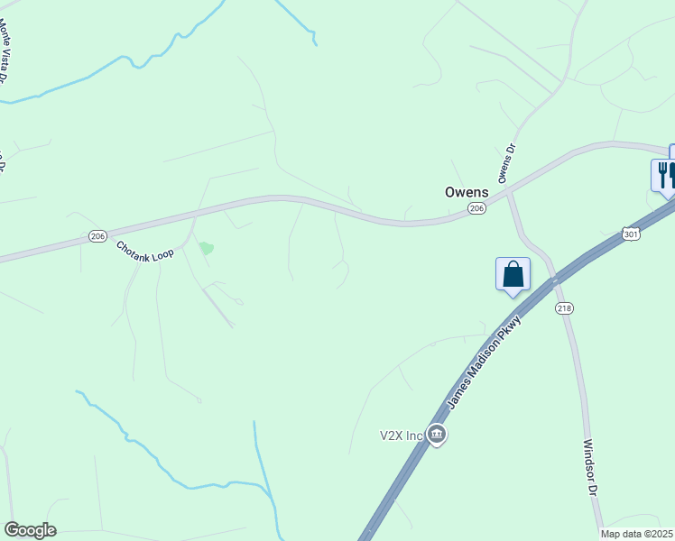 map of restaurants, bars, coffee shops, grocery stores, and more near 5331 Thompson Hill Road in King George