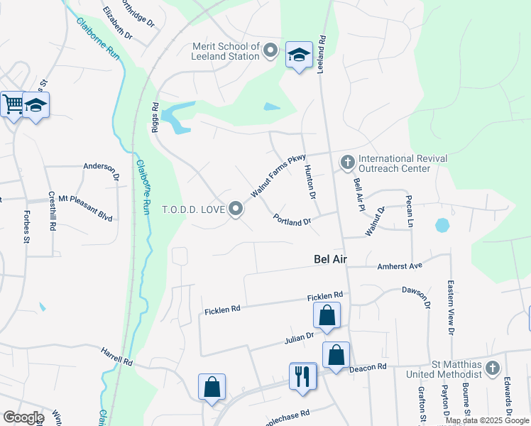 map of restaurants, bars, coffee shops, grocery stores, and more near 395 Portland Drive in Fredericksburg