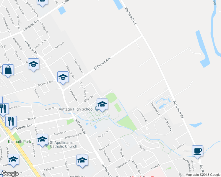 map of restaurants, bars, coffee shops, grocery stores, and more near 1166 Trower Avenue in Napa