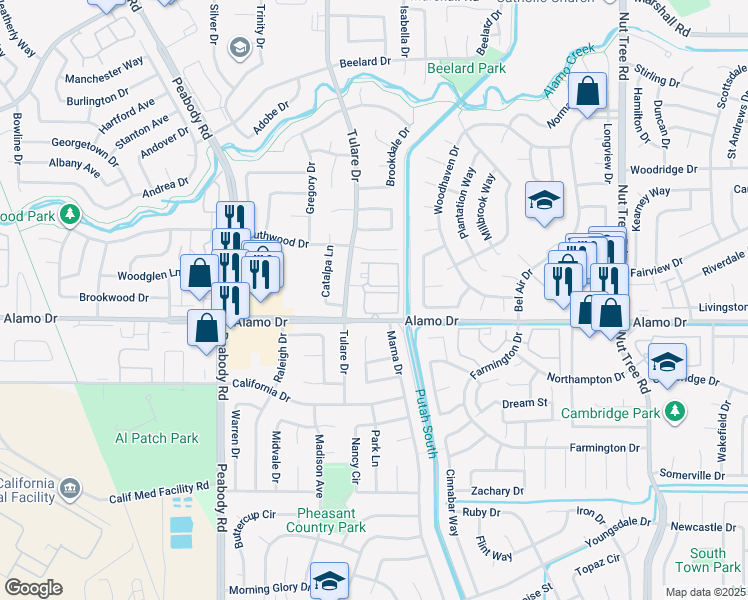 map of restaurants, bars, coffee shops, grocery stores, and more near in Vacaville
