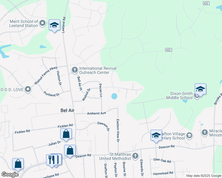 map of restaurants, bars, coffee shops, grocery stores, and more near 307 Walnut Drive in Fredericksburg