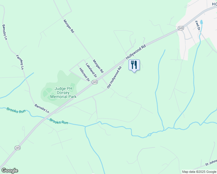 map of restaurants, bars, coffee shops, grocery stores, and more near 24279 Old Hollywood Road in Hollywood