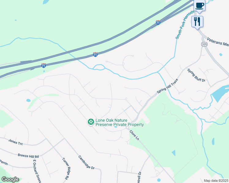 map of restaurants, bars, coffee shops, grocery stores, and more near 5625 Morningside Drive in Crestwood