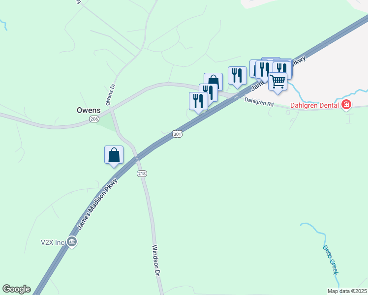map of restaurants, bars, coffee shops, grocery stores, and more near 5367 Windsor Drive in King George