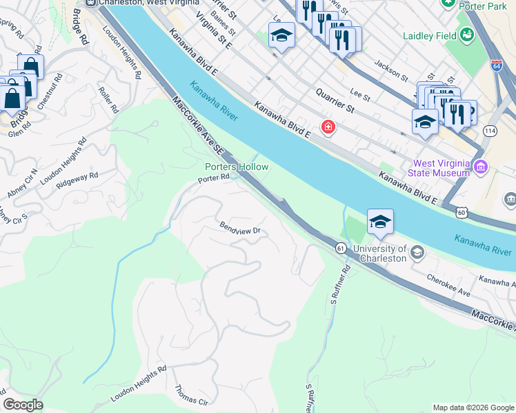 map of restaurants, bars, coffee shops, grocery stores, and more near 1405 Callie Road in Charleston