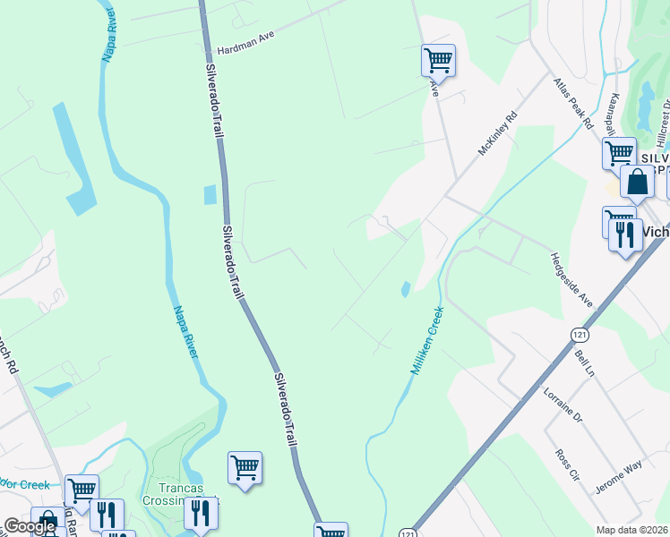 map of restaurants, bars, coffee shops, grocery stores, and more near 1592 McKinley Road in Napa