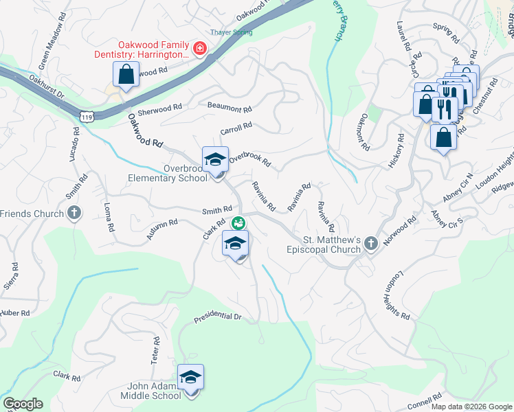 map of restaurants, bars, coffee shops, grocery stores, and more near 1620 Ravinia Road in Charleston
