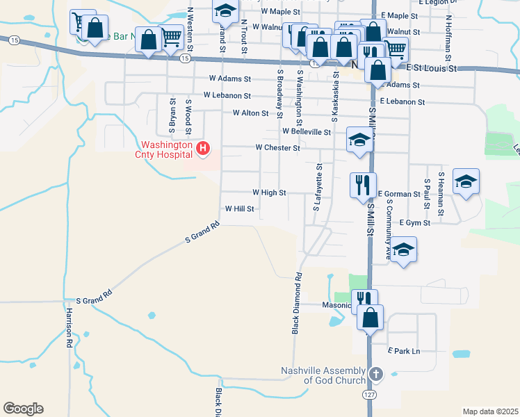map of restaurants, bars, coffee shops, grocery stores, and more near 961 South Moore Street in Nashville