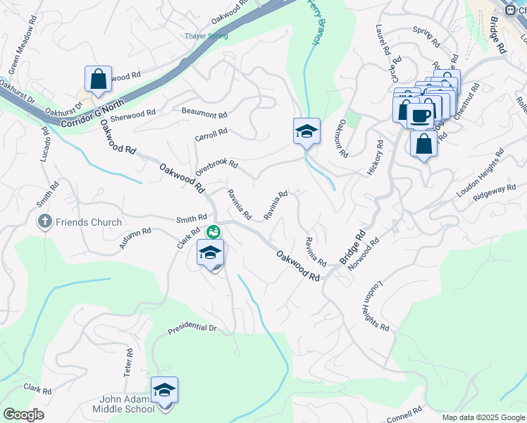 map of restaurants, bars, coffee shops, grocery stores, and more near 1603 Ravinia Road in Charleston