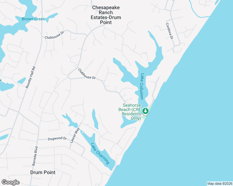 map of restaurants, bars, coffee shops, grocery stores, and more near 631 Clubhouse Drive in Lusby