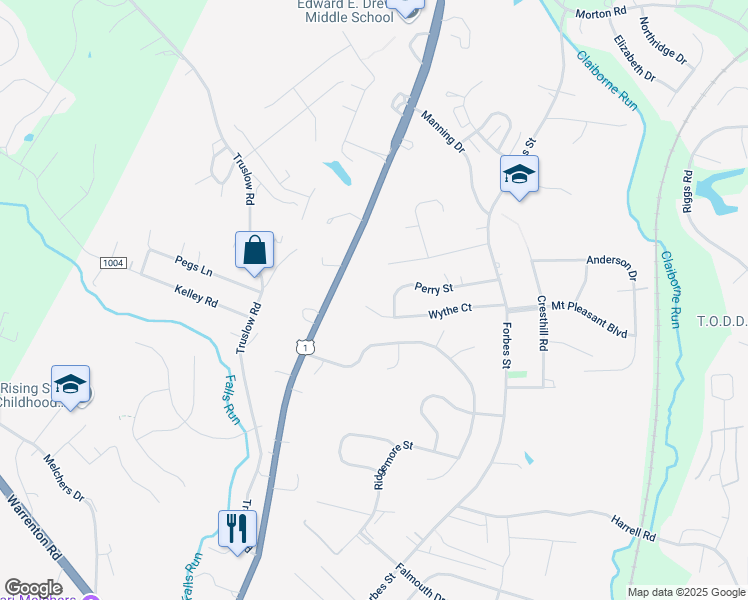 map of restaurants, bars, coffee shops, grocery stores, and more near 1116 Wythe Court in Fredericksburg