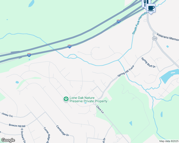 map of restaurants, bars, coffee shops, grocery stores, and more near 5625 Morningside Drive in Crestwood