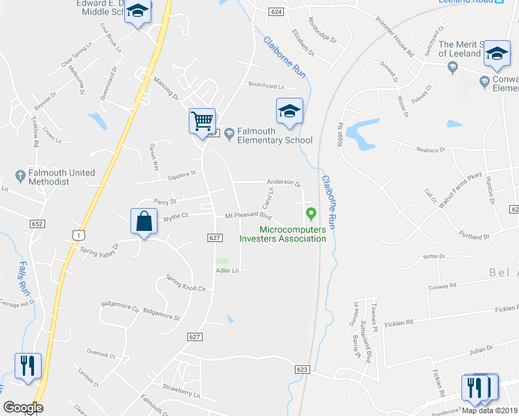 map of restaurants, bars, coffee shops, grocery stores, and more near 206 Mount Pleasant Boulevard in Falmouth