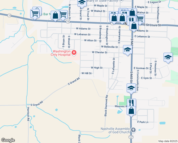 map of restaurants, bars, coffee shops, grocery stores, and more near 961 South Moore Street in Nashville