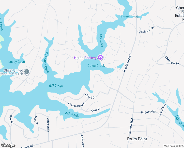 map of restaurants, bars, coffee shops, grocery stores, and more near 222 Harbor Dr in Lusby