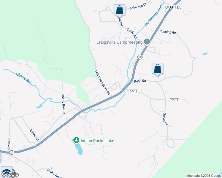 map of restaurants, bars, coffee shops, grocery stores, and more near 38 Hickory Springs Road in Craigsville