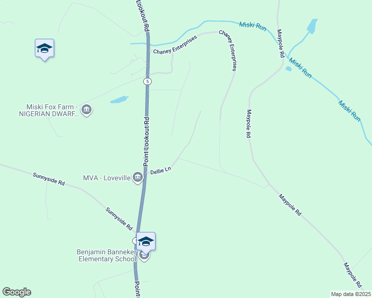 map of restaurants, bars, coffee shops, grocery stores, and more near 24350 Dellie Lane in Leonardtown