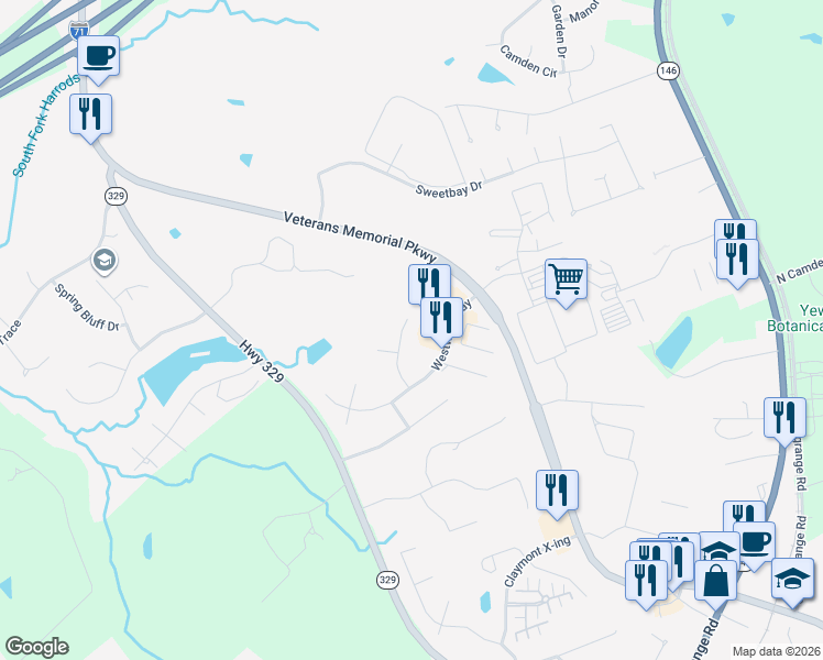 map of restaurants, bars, coffee shops, grocery stores, and more near 6800 Northwind Way in Crestwood