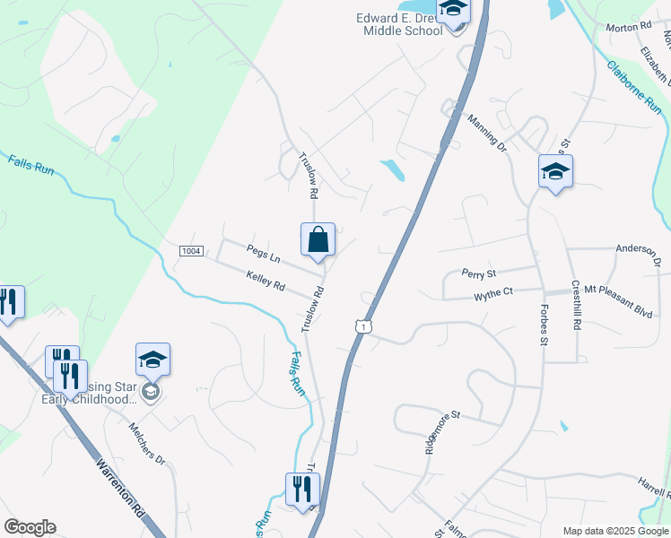 map of restaurants, bars, coffee shops, grocery stores, and more near 172 Truslow Road in Fredericksburg
