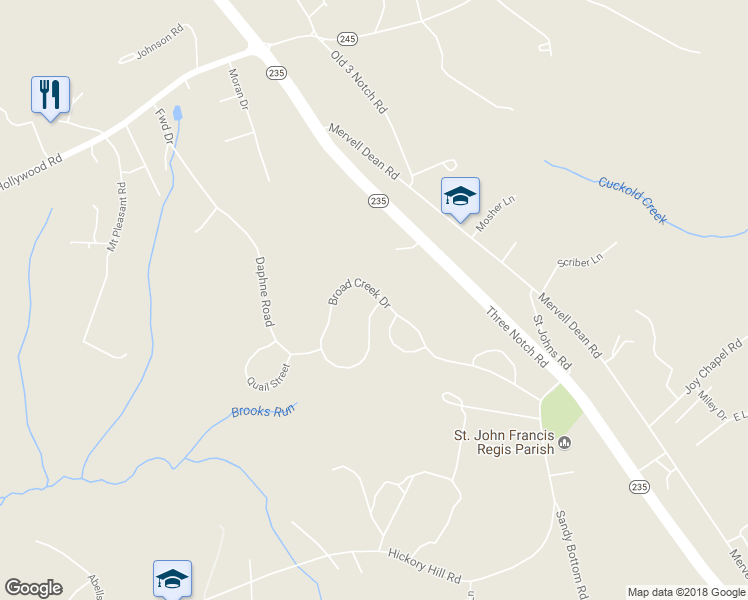 map of restaurants, bars, coffee shops, grocery stores, and more near 24655 Broad Creek Dr in St. Mary's