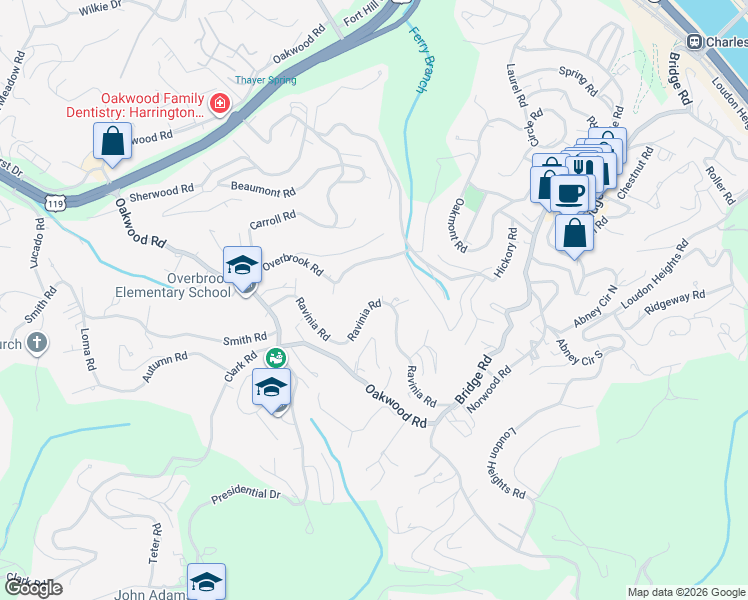 map of restaurants, bars, coffee shops, grocery stores, and more near 1528 Ravinia Road in Charleston