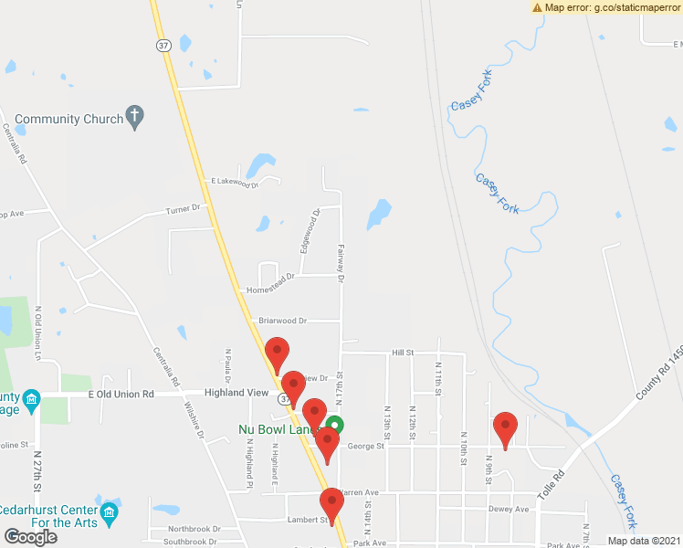 map of restaurants, bars, coffee shops, grocery stores, and more near 1 Fairway Drive in Mount Vernon