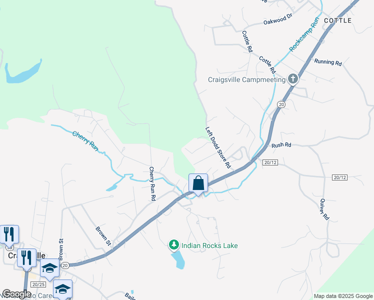 map of restaurants, bars, coffee shops, grocery stores, and more near 38 Hickory Springs Road in Tioga