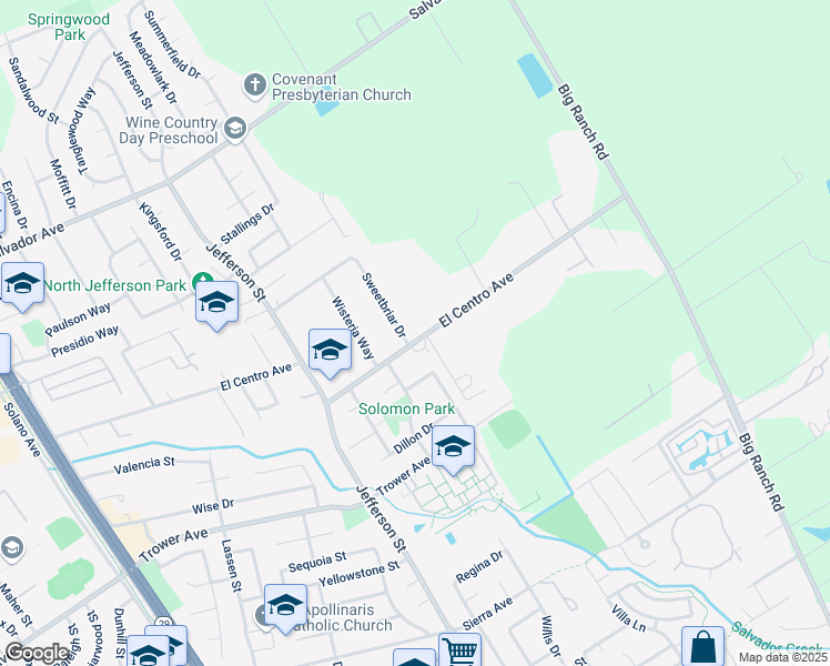 map of restaurants, bars, coffee shops, grocery stores, and more near 1132 El Centro Avenue in Napa