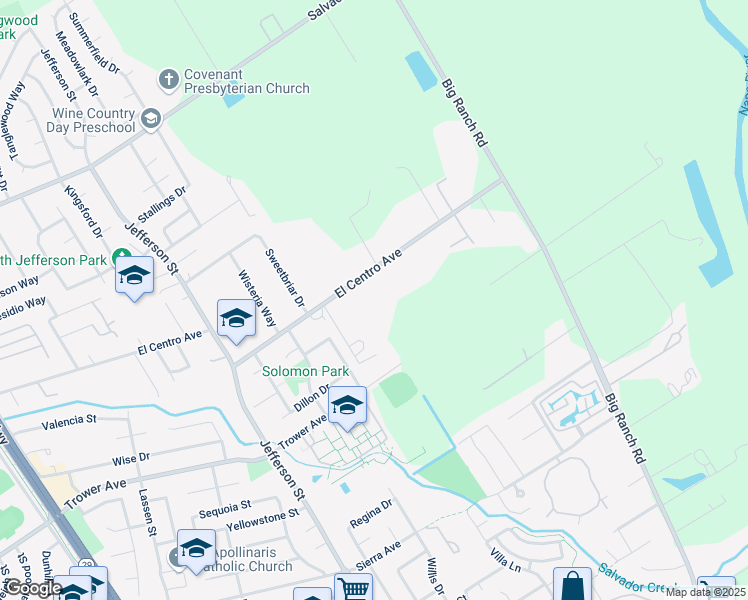 map of restaurants, bars, coffee shops, grocery stores, and more near 1047 El Centro Avenue in Napa