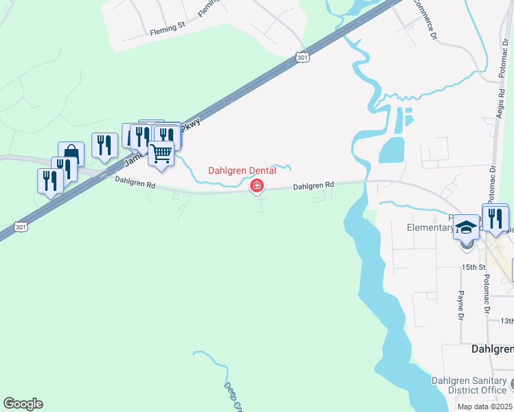 map of restaurants, bars, coffee shops, grocery stores, and more near 5224 King's Wood Lane in King George
