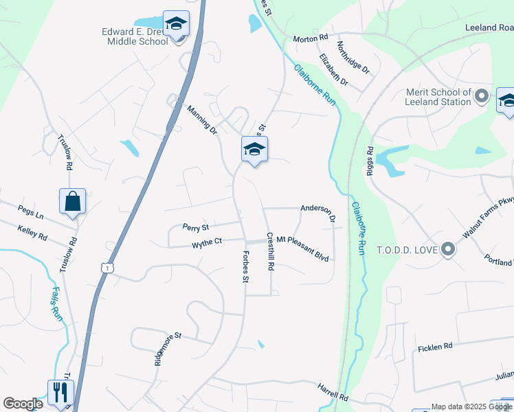 map of restaurants, bars, coffee shops, grocery stores, and more near 911 Cresthill Road in Falmouth