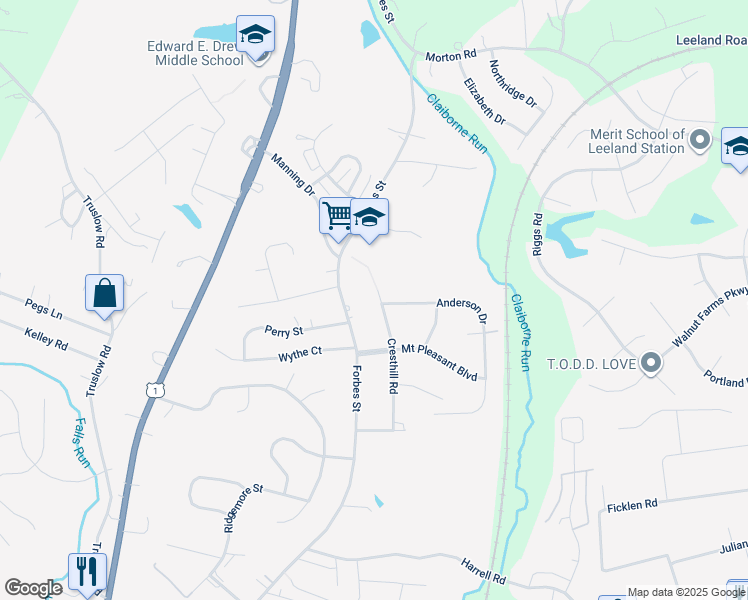 map of restaurants, bars, coffee shops, grocery stores, and more near 911 Cresthill Road in Falmouth