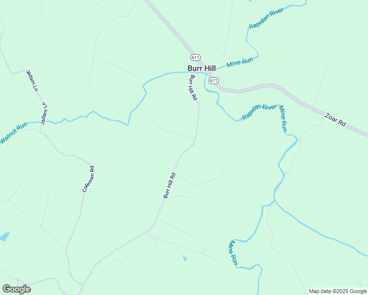 map of restaurants, bars, coffee shops, grocery stores, and more near 4500 Burr Hill Road in Rhoadesville