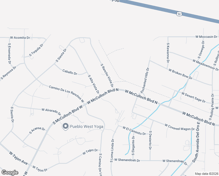 map of restaurants, bars, coffee shops, grocery stores, and more near 195 S Rancho Vista Dr in Pueblo