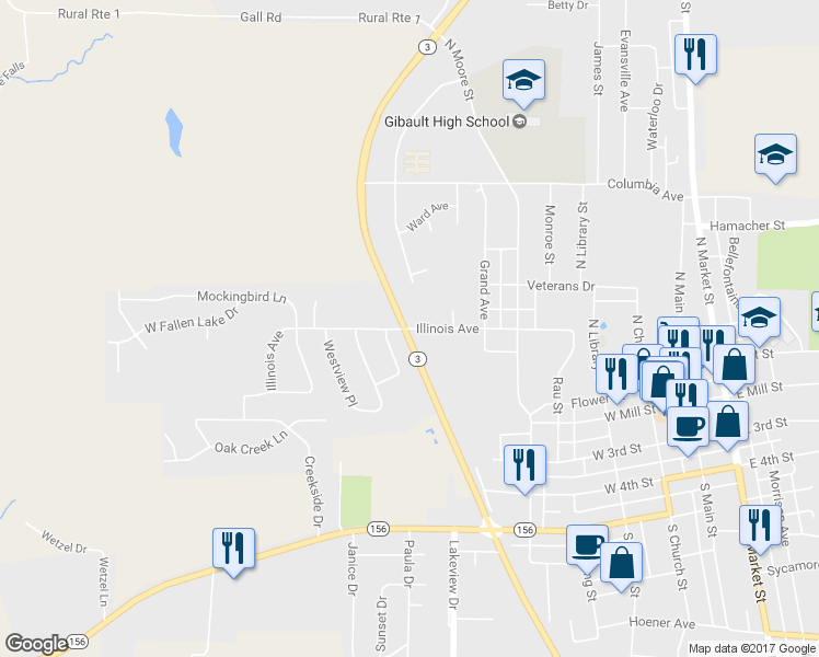 map of restaurants, bars, coffee shops, grocery stores, and more near 780 Illinois Avenue in Waterloo