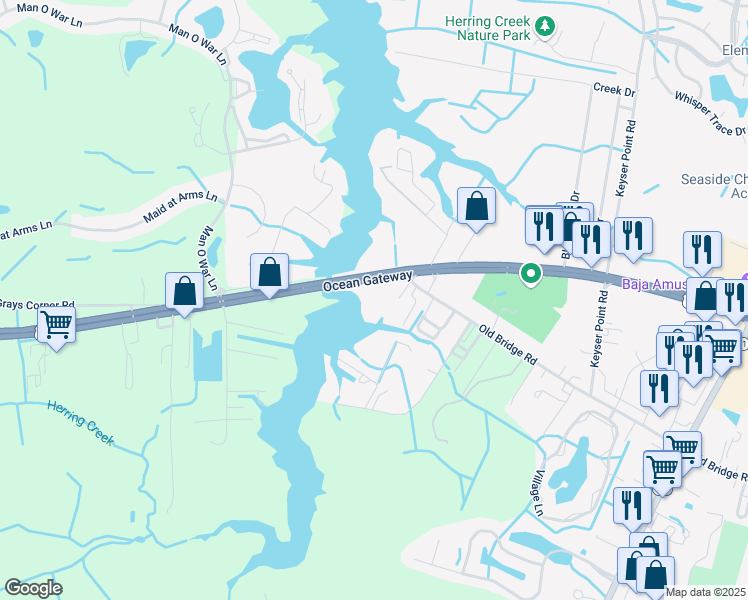 map of restaurants, bars, coffee shops, grocery stores, and more near 12308 U.S. 50 in Ocean City