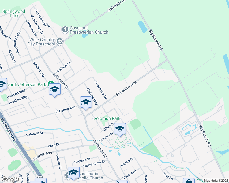 map of restaurants, bars, coffee shops, grocery stores, and more near 1132 El Centro Avenue in Napa