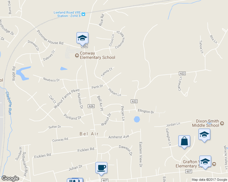 map of restaurants, bars, coffee shops, grocery stores, and more near 11 Hobart Lane in Fredericksburg