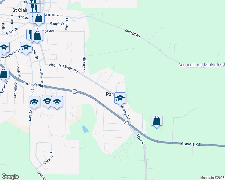 map of restaurants, bars, coffee shops, grocery stores, and more near in Parkway
