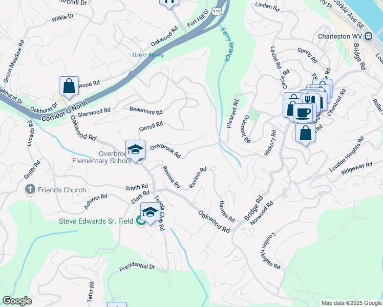 map of restaurants, bars, coffee shops, grocery stores, and more near 740 Stone Road in Charleston