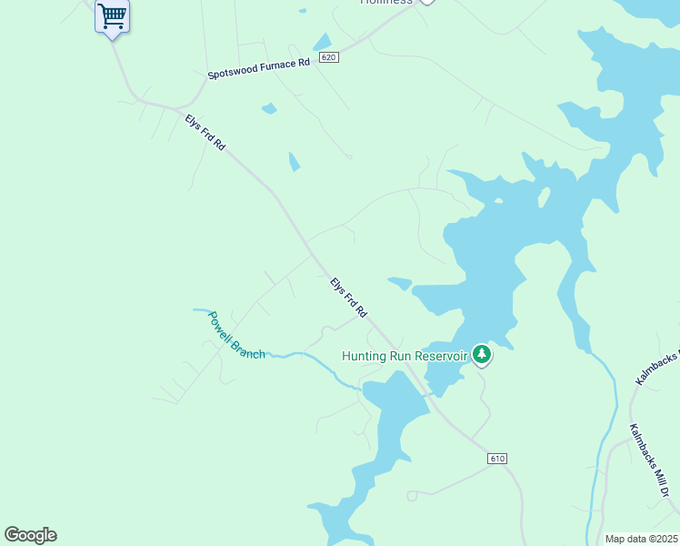 map of restaurants, bars, coffee shops, grocery stores, and more near 9807 Elys Ford Road in Fredericksburg