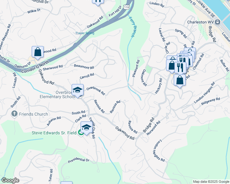 map of restaurants, bars, coffee shops, grocery stores, and more near 740 Stone Road in Charleston