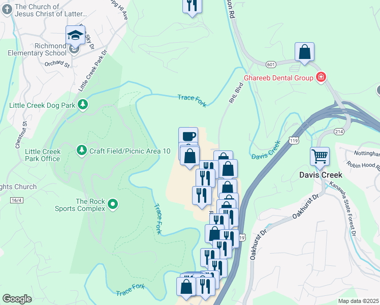 map of restaurants, bars, coffee shops, grocery stores, and more near 30 Rhl Boulevard in Charleston
