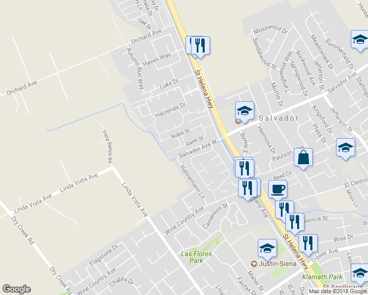 map of restaurants, bars, coffee shops, grocery stores, and more near 137 Garth Street in Napa